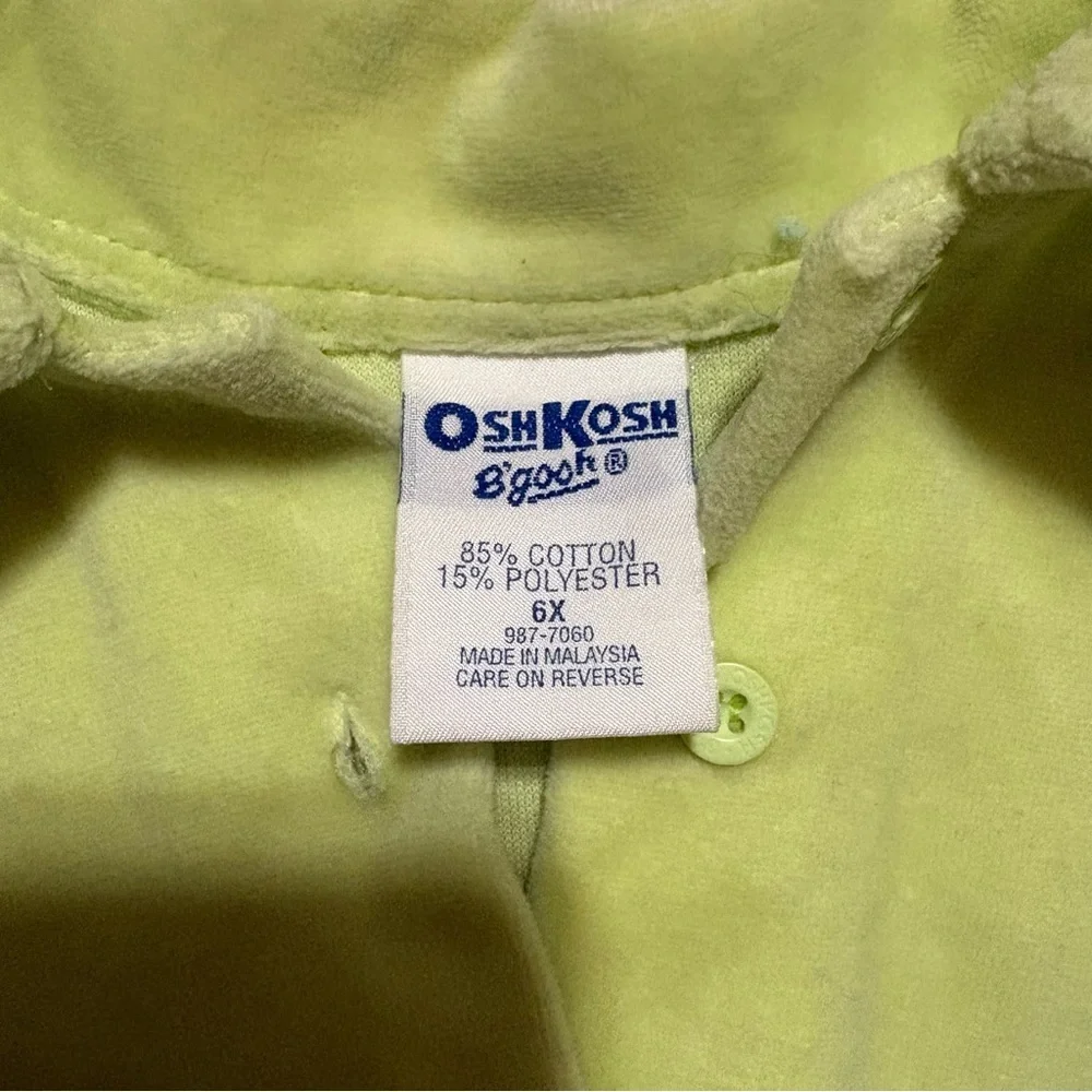 Vintage 90s OshKosh B’Gosh Velour Green Flowers Spring Dress Girls 6X